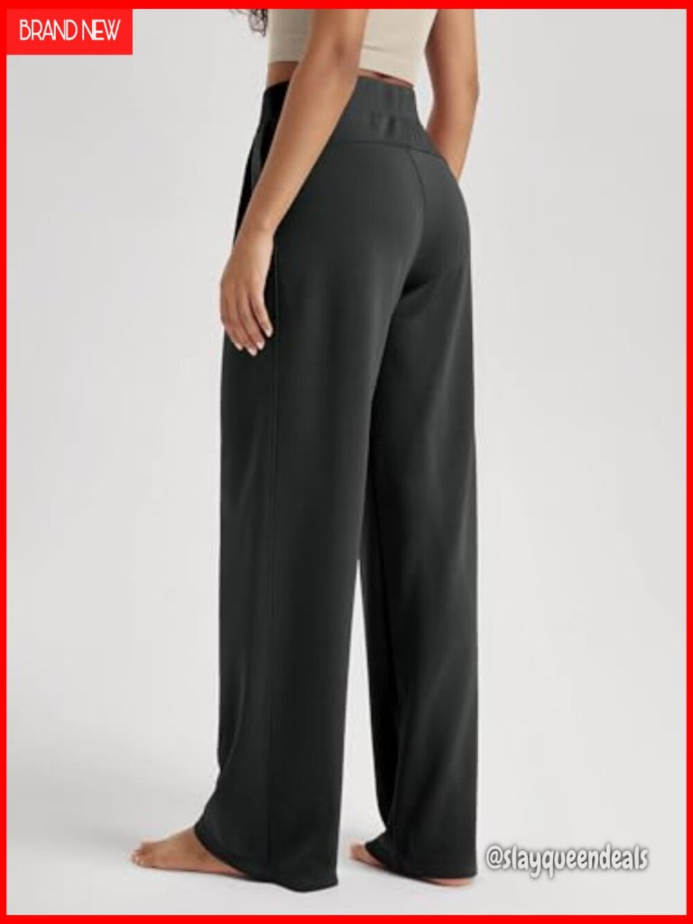 High Waist Wide Leg Pants with Pockets Modal Soft Relaxed - Picture 3 of 7